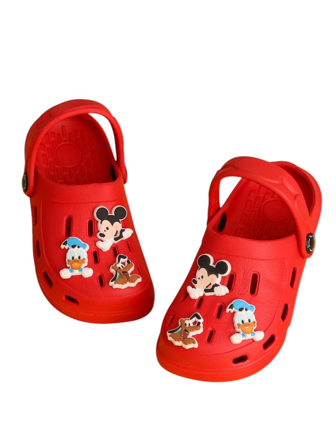 Disney Clogs Mickey Mouse, Donald Duck & Pluto Charms for Boys, Red