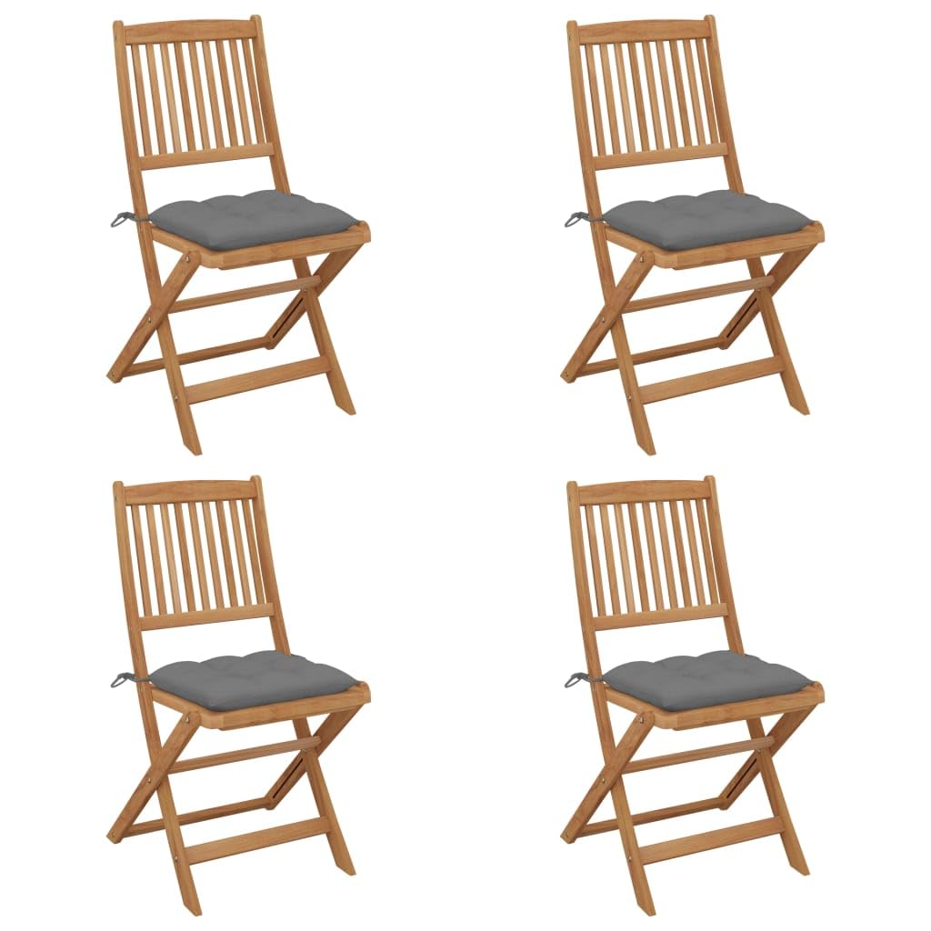 Chaise de jardin en bois d'acacia lot de 4 pliante de salle à manger
