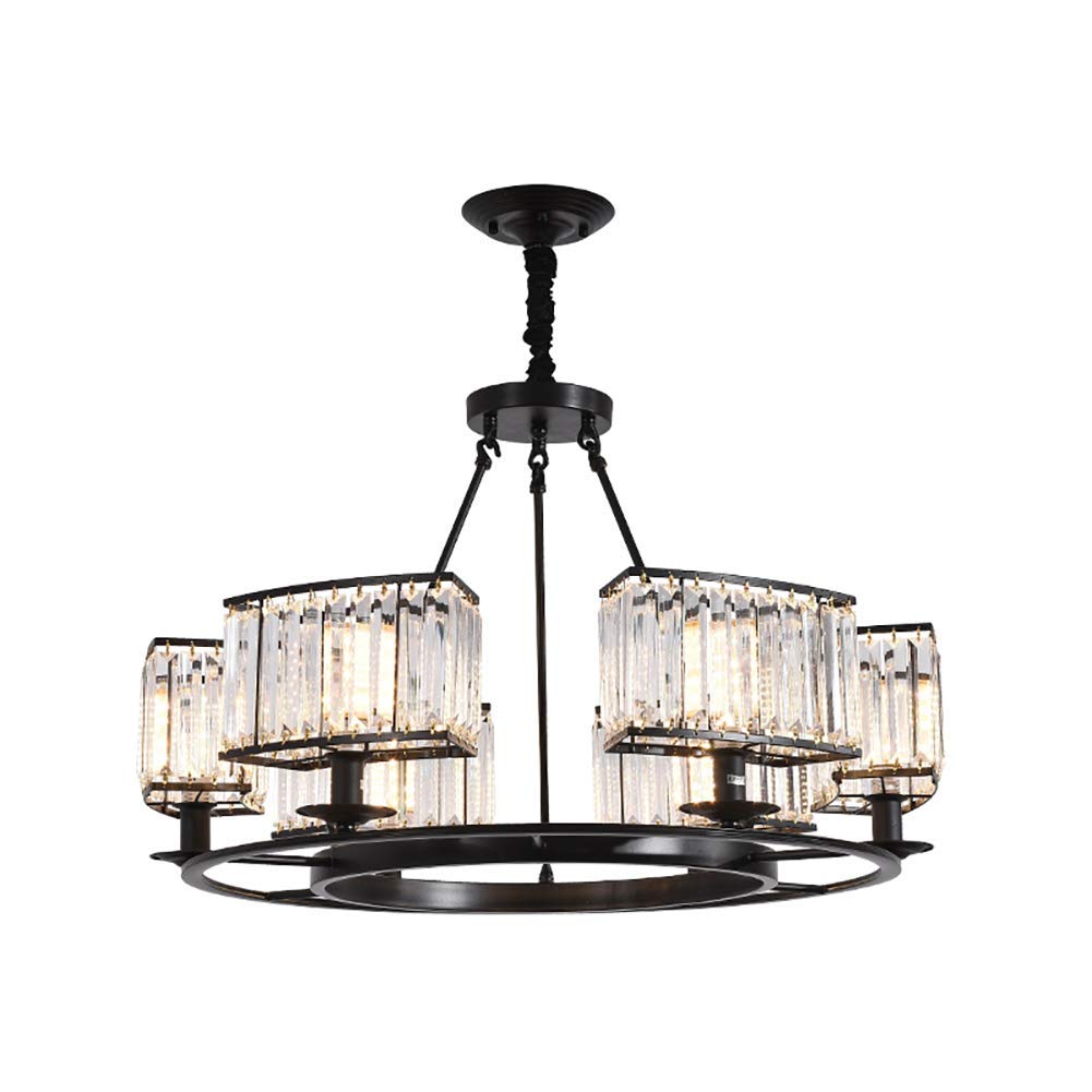 LYMSXAZOU Nordic Crystal Chandelier 4Light Industrial Ceiling Fixture for Dining Room Kitchen Living & BedroomElegant Black Design Modern Lighting Decor