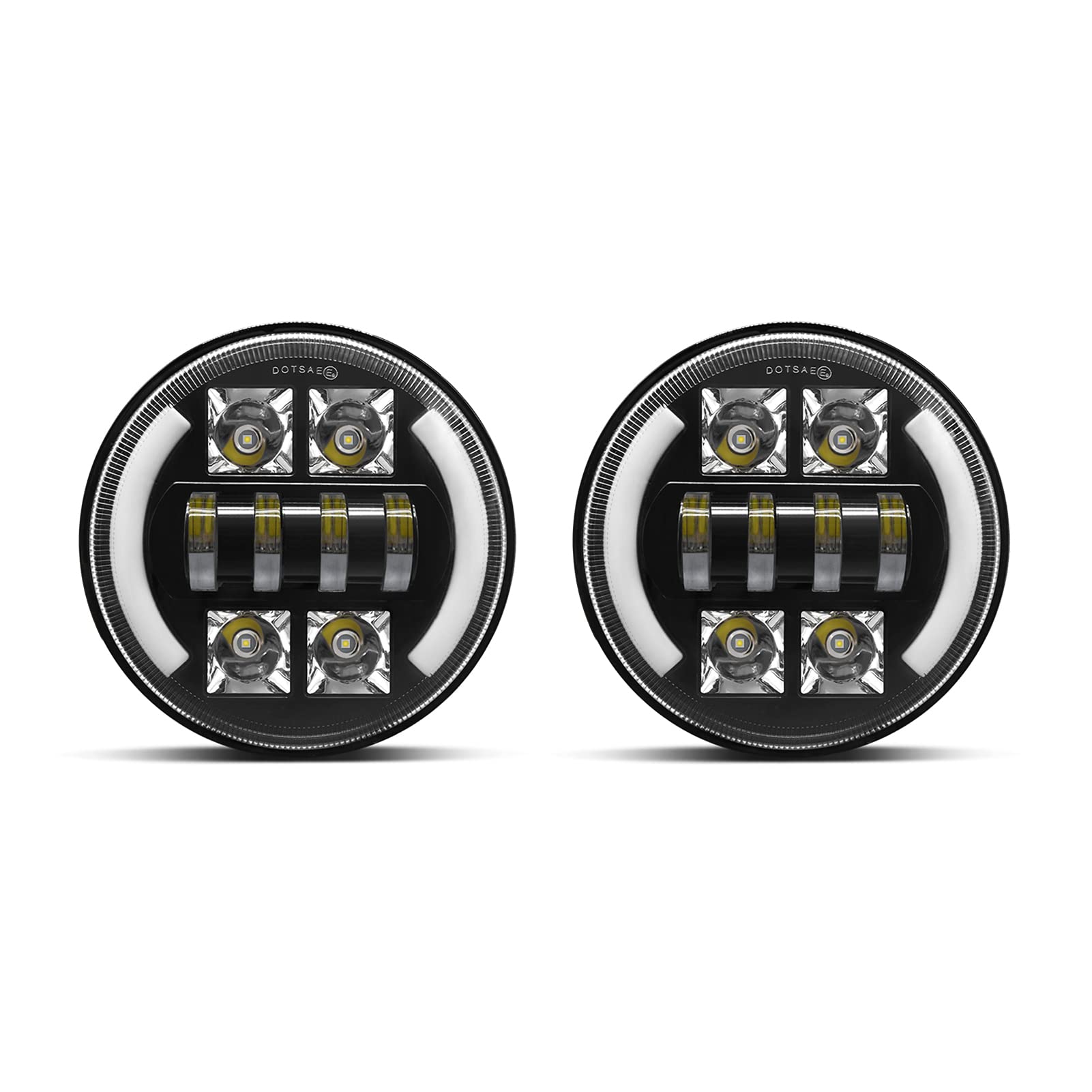 Adium 2Pcs 7 inch Car Motorcycle LED Headlight with DRL/Turn Signal/Low Beam/High Beam 7'' Round Headlight IP67 Waterproof