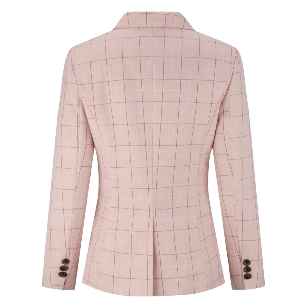 YUNCLOS Traje de 2 piezas a cuadros para mujer, manga larga, elegante, formal, oficina, un botón, blazer y pantalón