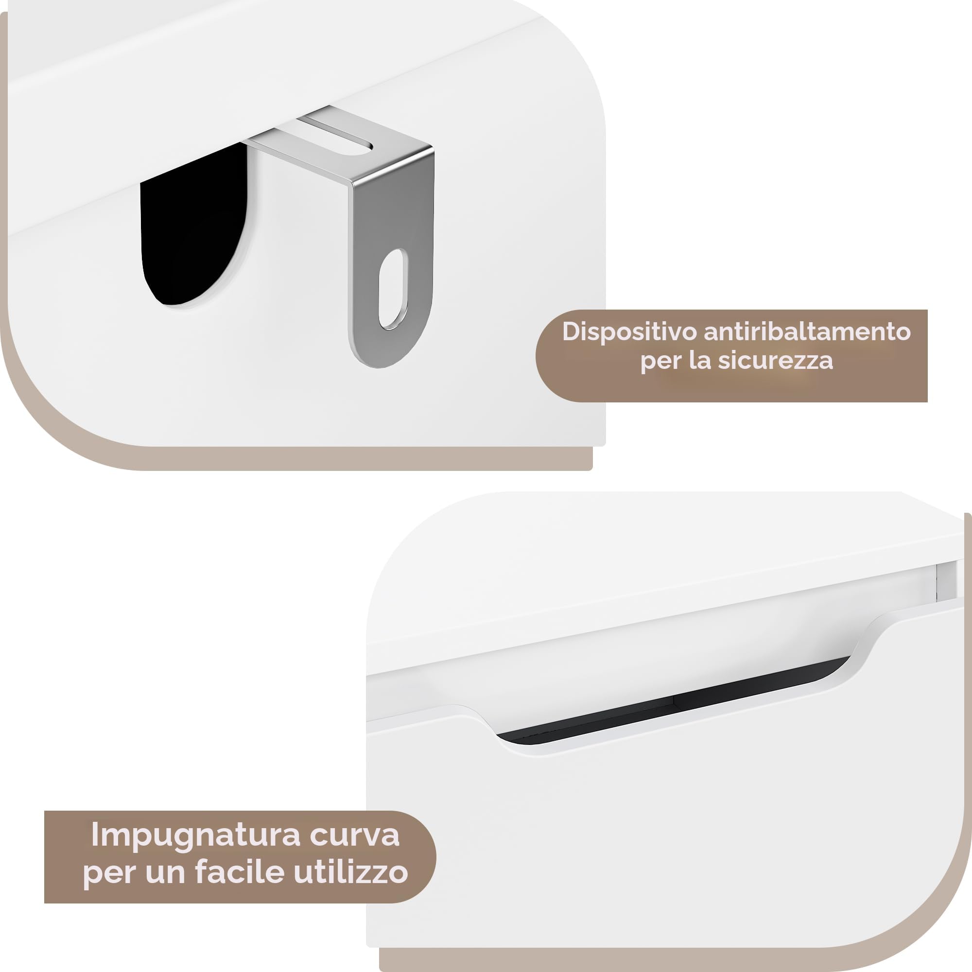 HOCSOK Cassettiera a 6 Cassetti, Comò Camera da Letto, Cassettiera Salvaspazio in Legno, Moderna Mobiletto Multiuso per Soggiorno Sala da Pranzo Corridoio, Bianco, 110.5 x 70 x 40 cm