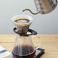 Vista 5 de HARIO V60 VDGR-01-B Heat Resistant Glass Transparent Dripper, 01, For 1 to 2 Cups, Black, Made in Japan