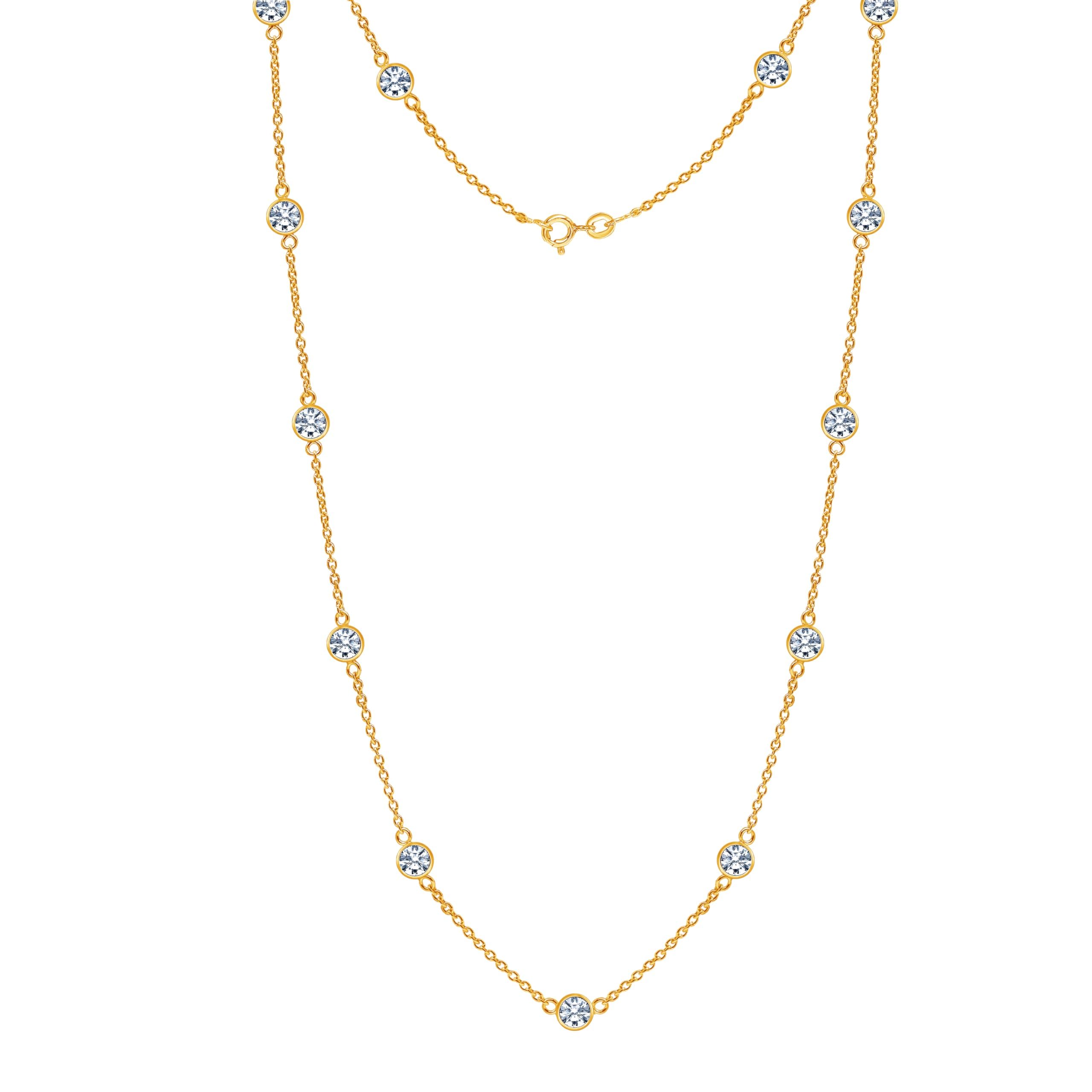truesilver acpl LeCalla 925 Sterling Silver Station Necklace for Women | BIS Hallmarked 14K Gold-Plated Italian Chain Necklace | Bezel-Set CZ Station Necklace 20 Inches Mothers Day Gift for Mom-picture-46