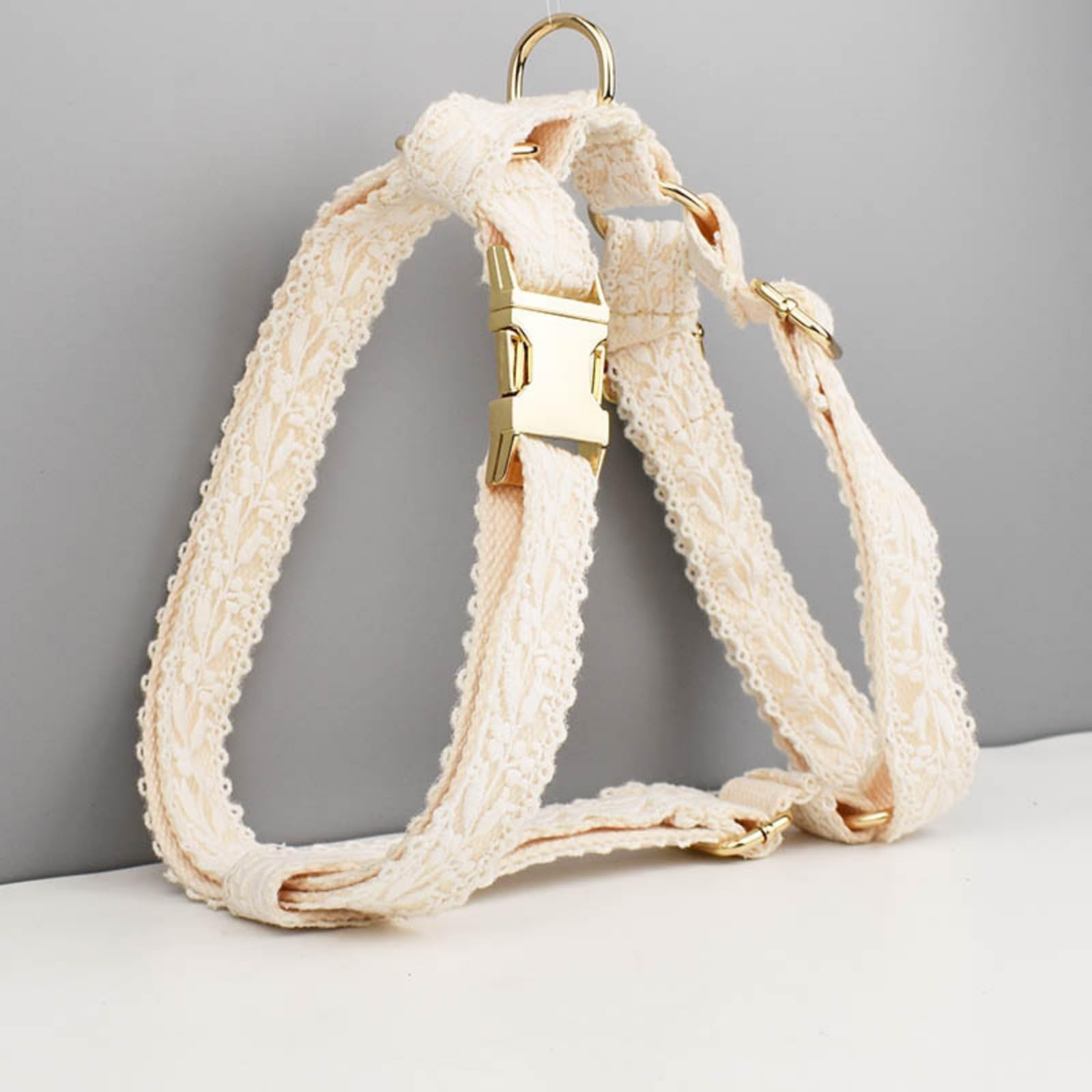 Ensemble Harnais et Laisse pour Chien en Dentelle, Harnais pour Chien pour la Marche et Le Dressage, Ensemble de Laisse réglable avec Fleurs pour Chiens de Petite, Moyenne et Grande Taille