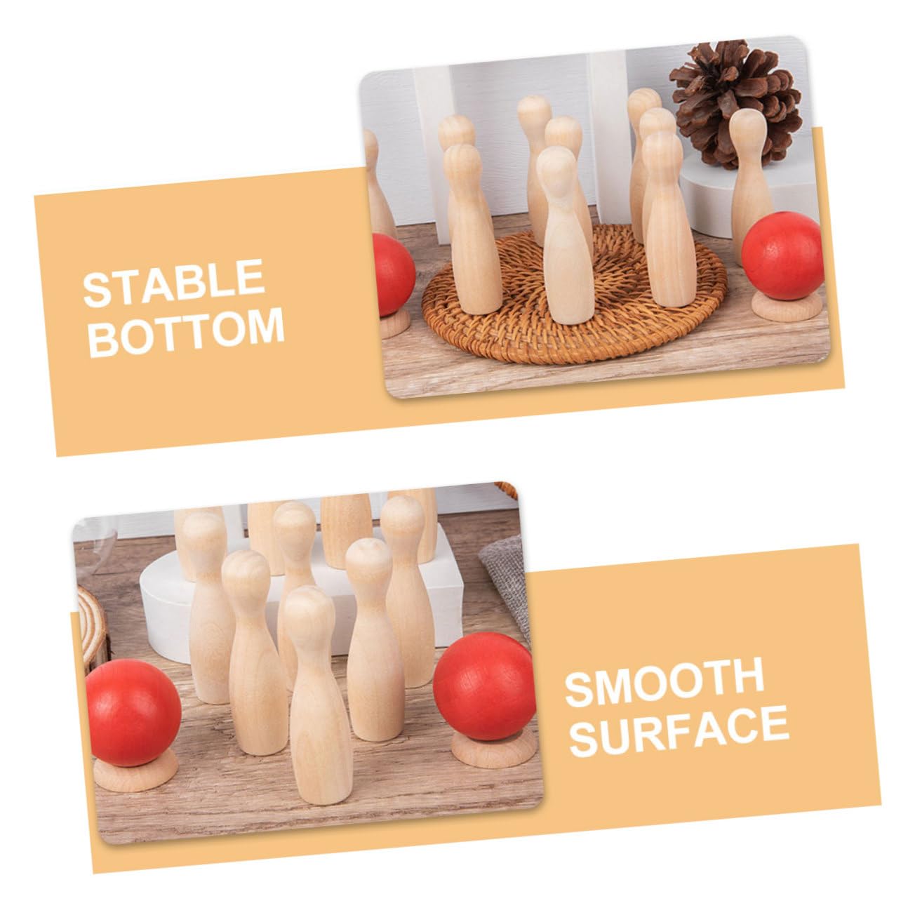Healeved Jeu de Bowling de Table en Bois, 2 Lots pour Garçon et Filles