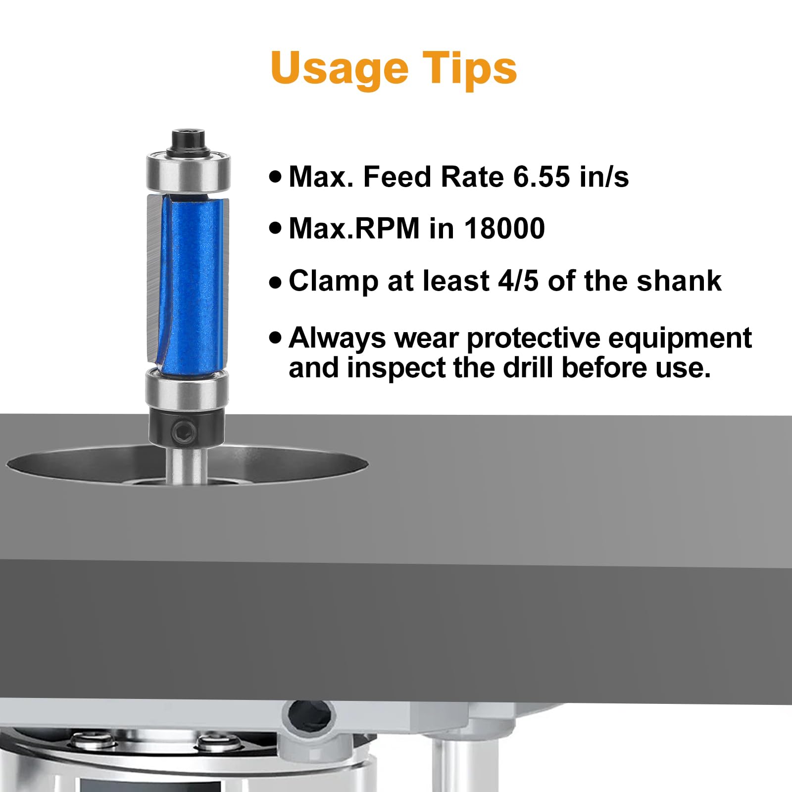 Linkstyle 4pcs Flush Trim Router Bit Set, 1/4" Shank Carbide Router Cutters with Top & Bottom Bearings, Hex Wrenches - Image 4