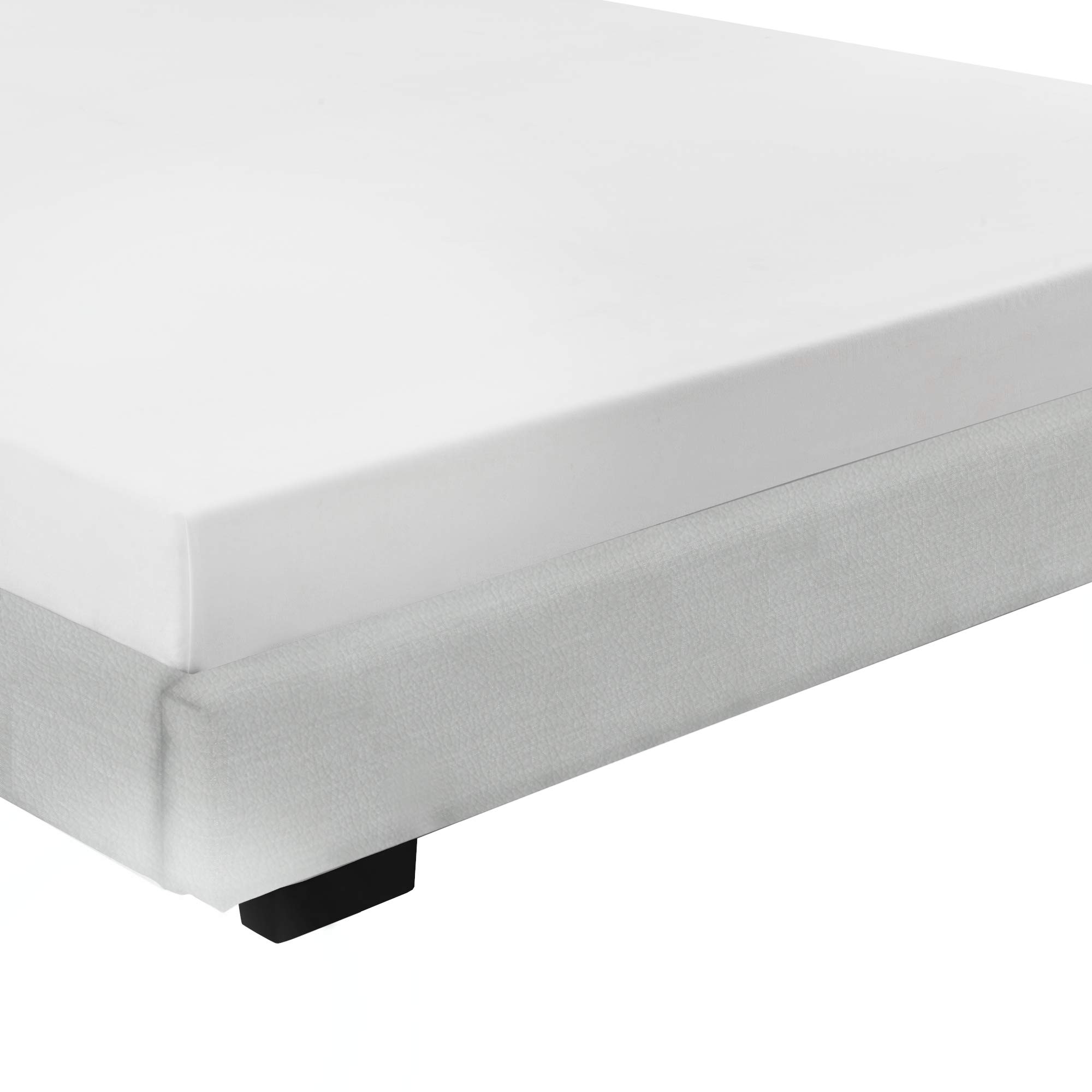 Corium Cama Doble Matrimonio Tapizado en Piel sintética 180 x 200 cm Somier Moderno con Listones para Cama Blanco