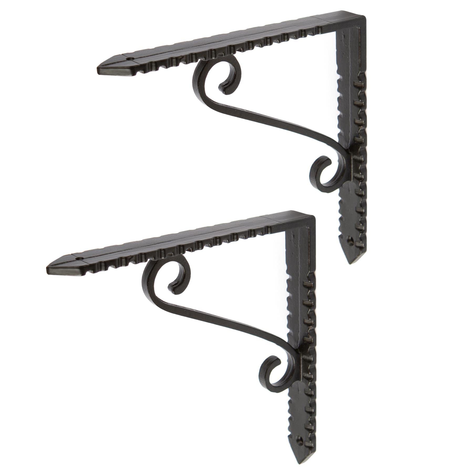 Hammer And Tongs Unisex Black Notched Scroll Iron Shelf Bracket - D150mm - Pack Of 2 In | Size: 1000Mm X 1000Mm