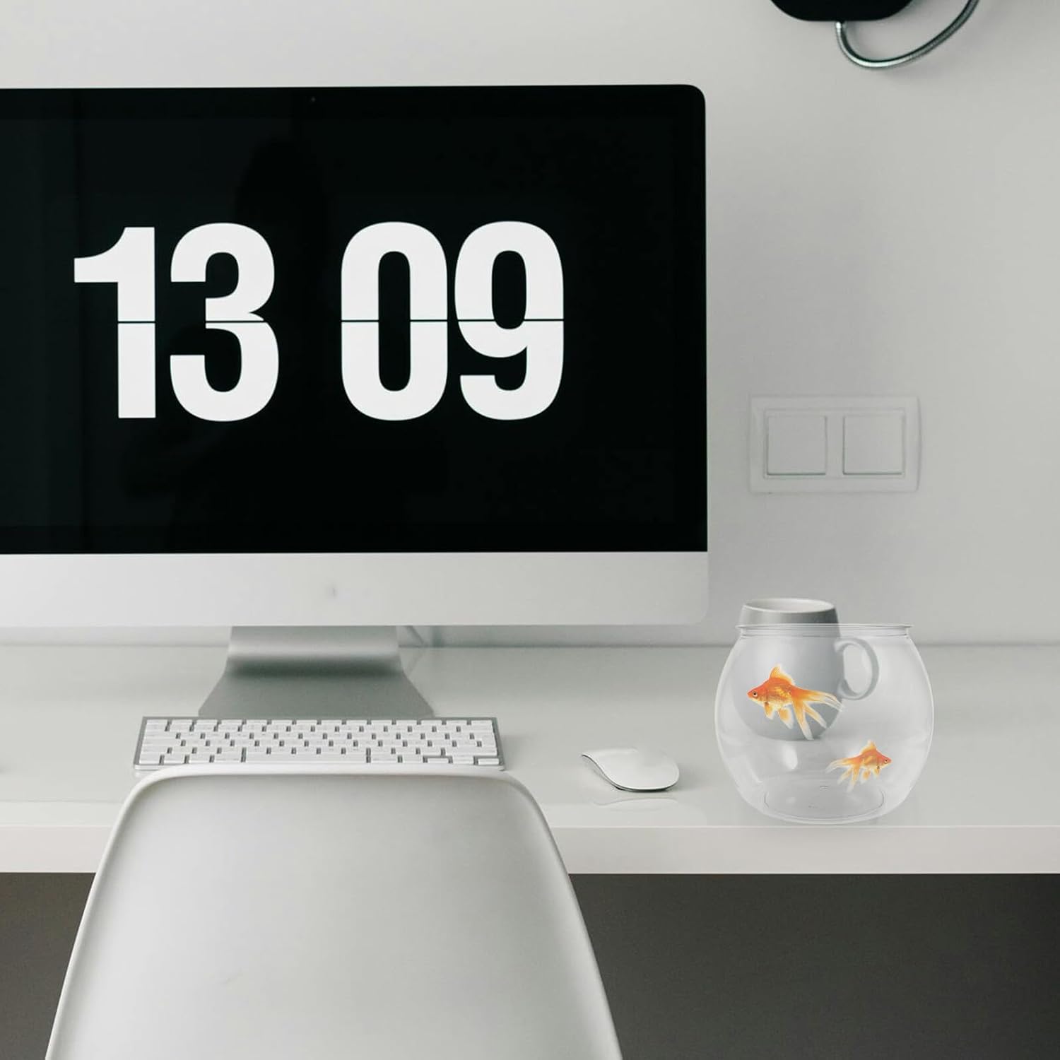NUOBESTY Small Aquarium Plastic Fish Bowl Desktop Goldfish Bowl for Home Office Compact Fish Tank Holder with Integrated Design and Turtle Viewing