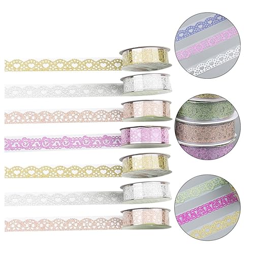 Miniatura 6 de Ciieeo 14 rollos de cinta de encaje macramé para decoración de calcomanías de regalo, cinta washi ancha Washi cinta de envoltura de regalo, cinta de