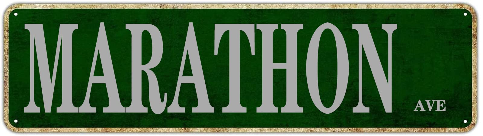 DTHNKL Metal Sign Marathon Ave Vintage Retro Tin Art Plaque Aluminum for Home Kitchen Garden Pub Club Decor 4x16 Inch