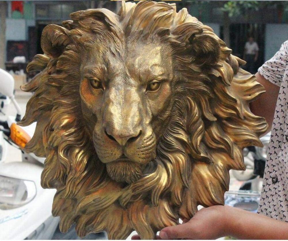 Amazon.co.jp: 彫像風水民俗真鍮ガードキングライオンヘッド像