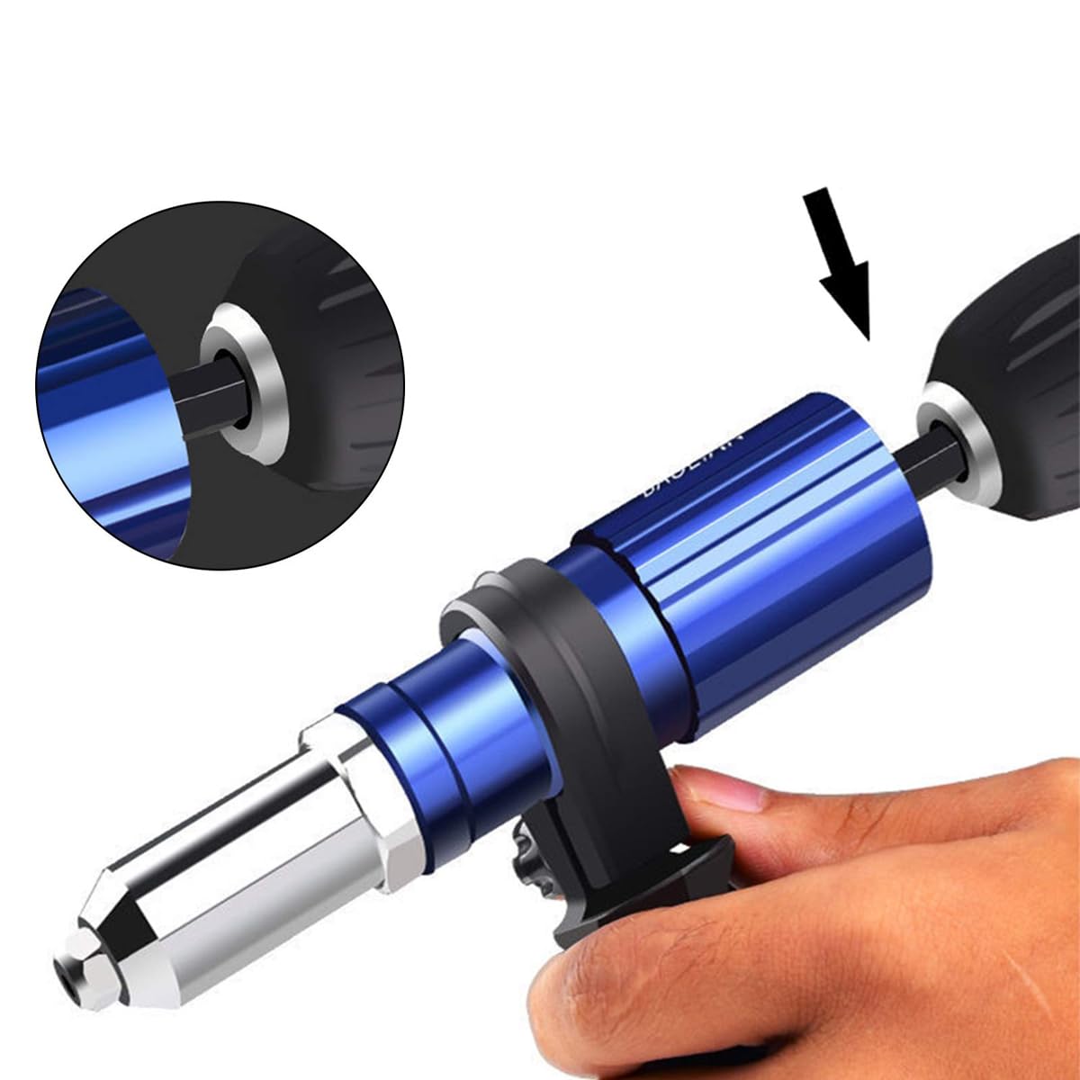 Adaptador de mandril para taladro inalámbrico con tuerca de presión para remachadora eléctrica, herramienta para insertar tuercas, kit de adaptador para remachadora, herramienta manual
