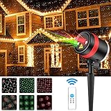SKONYON HSLD05MRG Christmas Laser Lights Show Red and Green Star IP65 Waterproof, Black