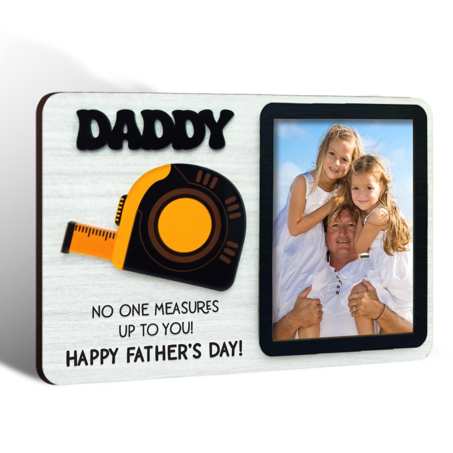 MIKAYENUS Daddy No One Measure Up To You Picture Frame With Magnet - 4x6 Magnet Picture Frames For Fridge - Father's Day Gifts For Dad From Daughter,