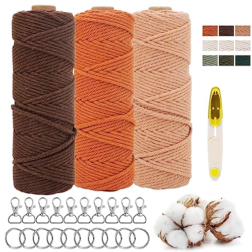 CEWROM Filato macramè, 3 pezzi 3 mm x 50 m, filato...