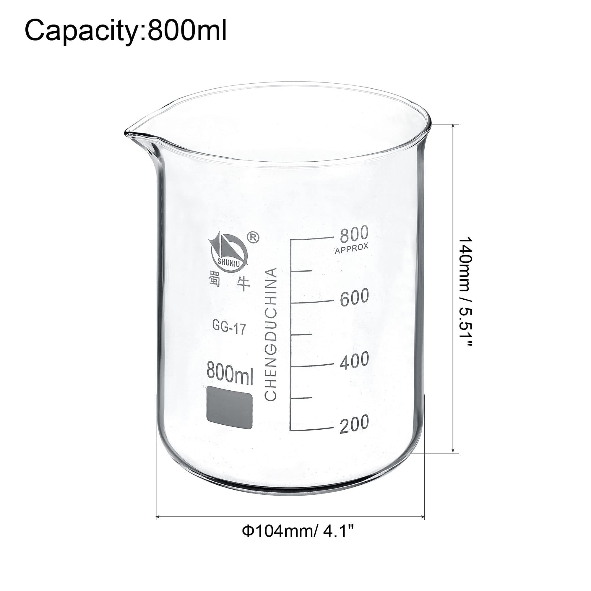 Zlewka laboratoryjna, Zlewka ze szkła borokrzemowego 800 ml, niska forma, wylewka skalą, 2 opakowania ciepła(800ml)