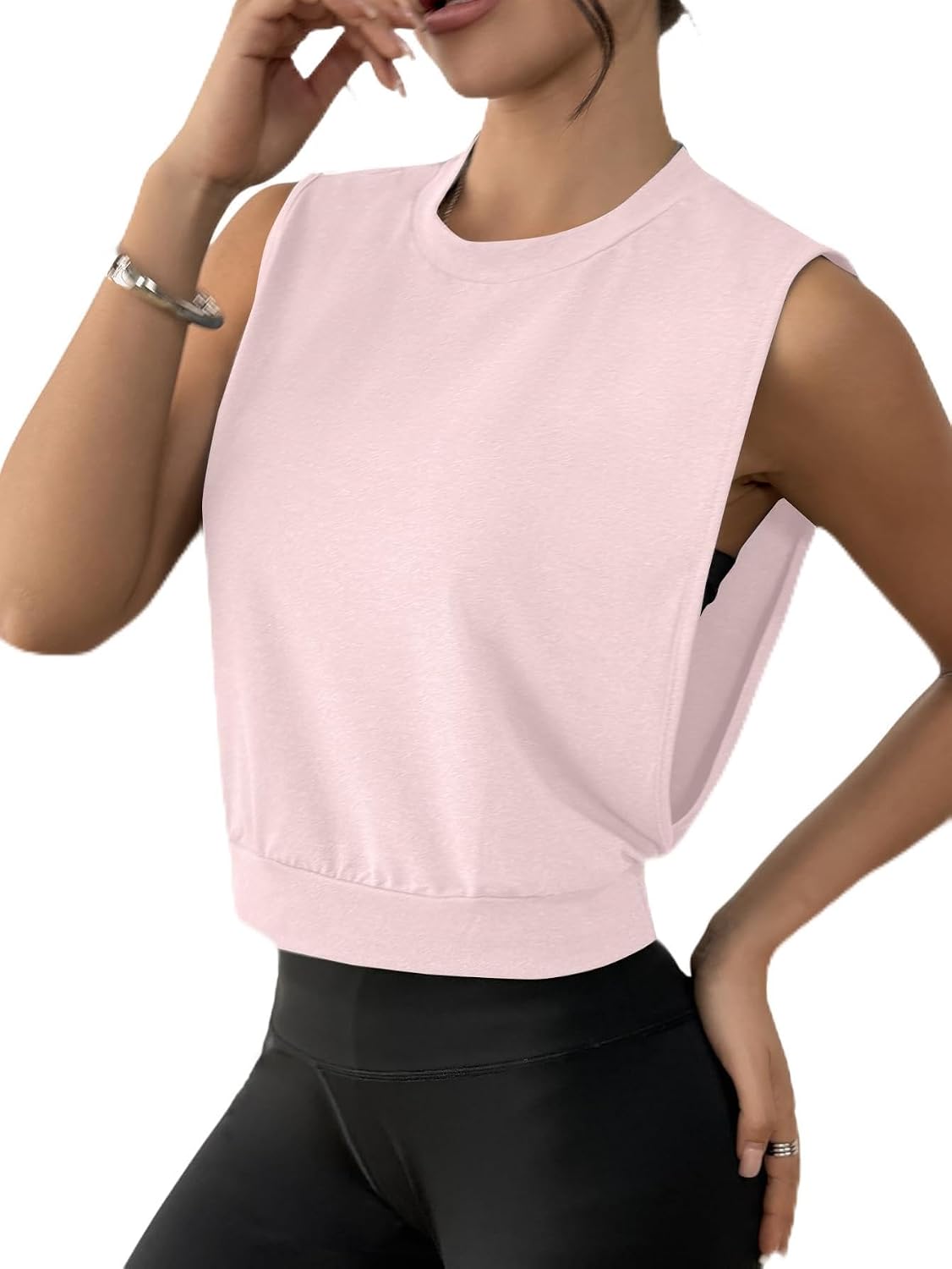 SOFIA'S CHOICE Cropped Muscle Tank for Women Open Side Workout Top