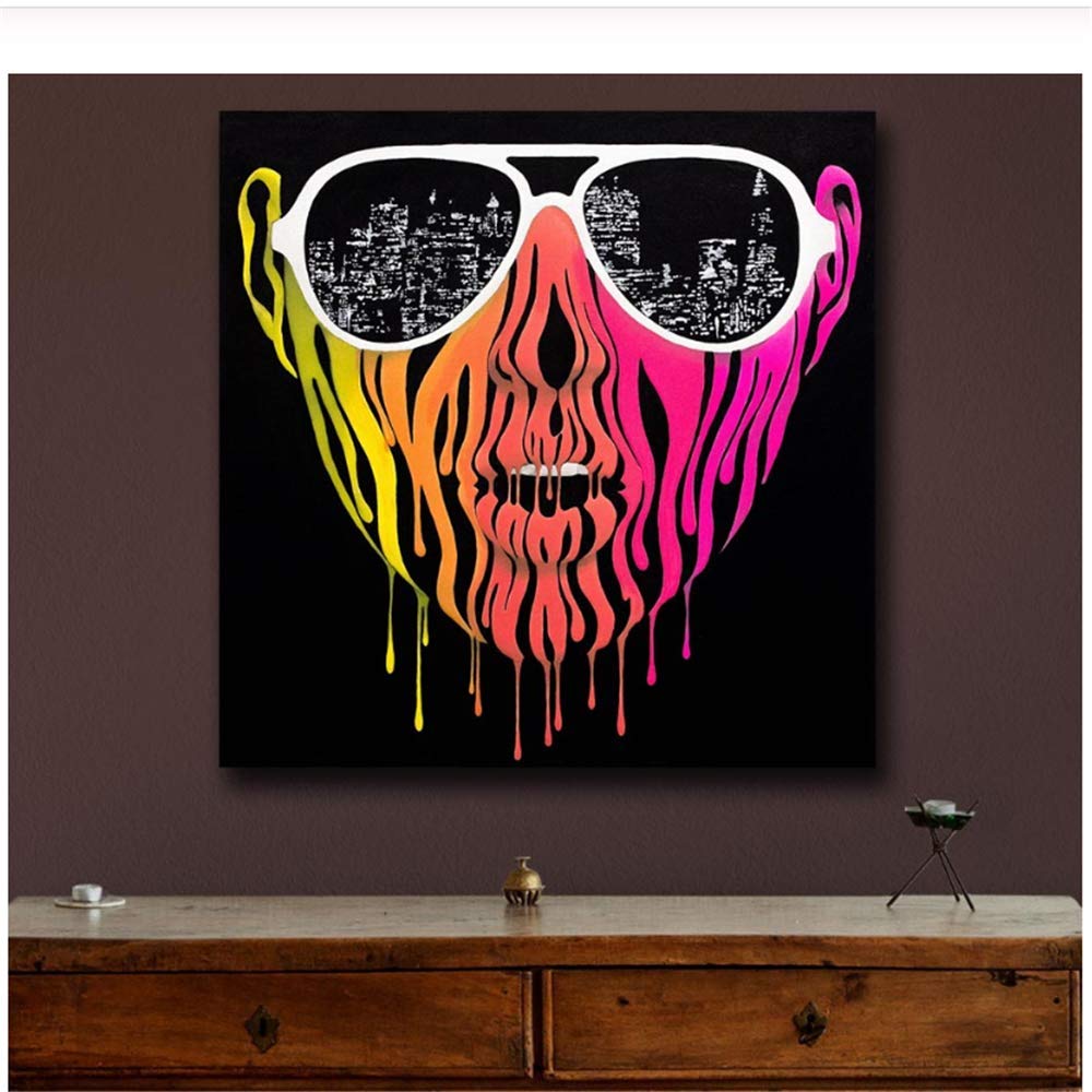 Crazystore Canvas Art Walls Painting Pop Art Abstract Girl With Sunglasses Wall Decor Art Living Room Painting Wall Art Pictures 50x50cm no frame