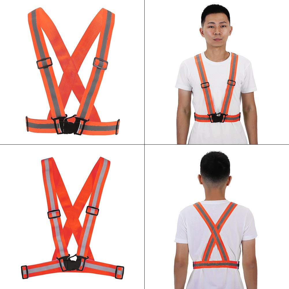 Bretelle Catarifrangenti, Gilet da Corsa Catarifrangente Ad Alta visibilità Gilet con Cinturino di Sicurezza Regolabile per Jogging da Corsa in Bicicletta Notturna All'aperto