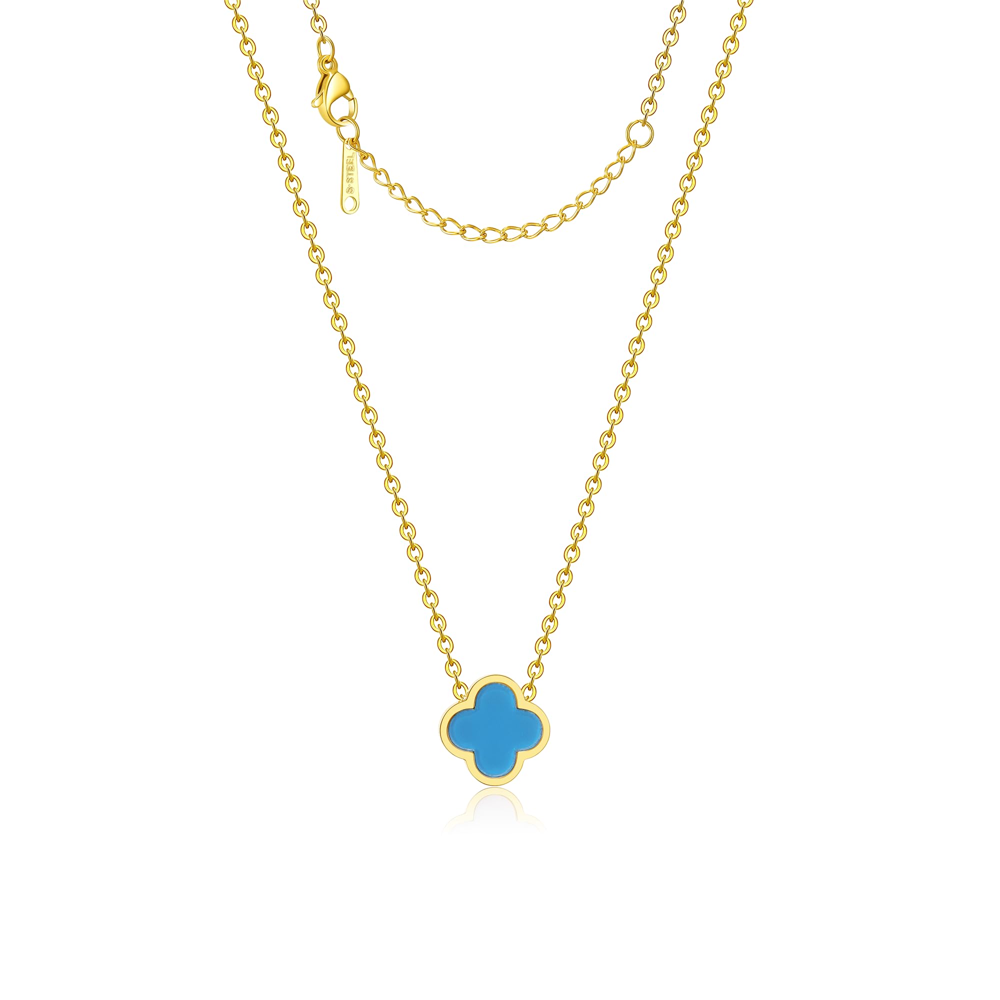 AIPPK 18Kゴールドメッキクローバーネックレス 女性用 四つ葉のクローバーネックレス 花 ラッキーペンダント 上品なジュエリーギフト, medium size, ステンレス鋼, 宝石なし