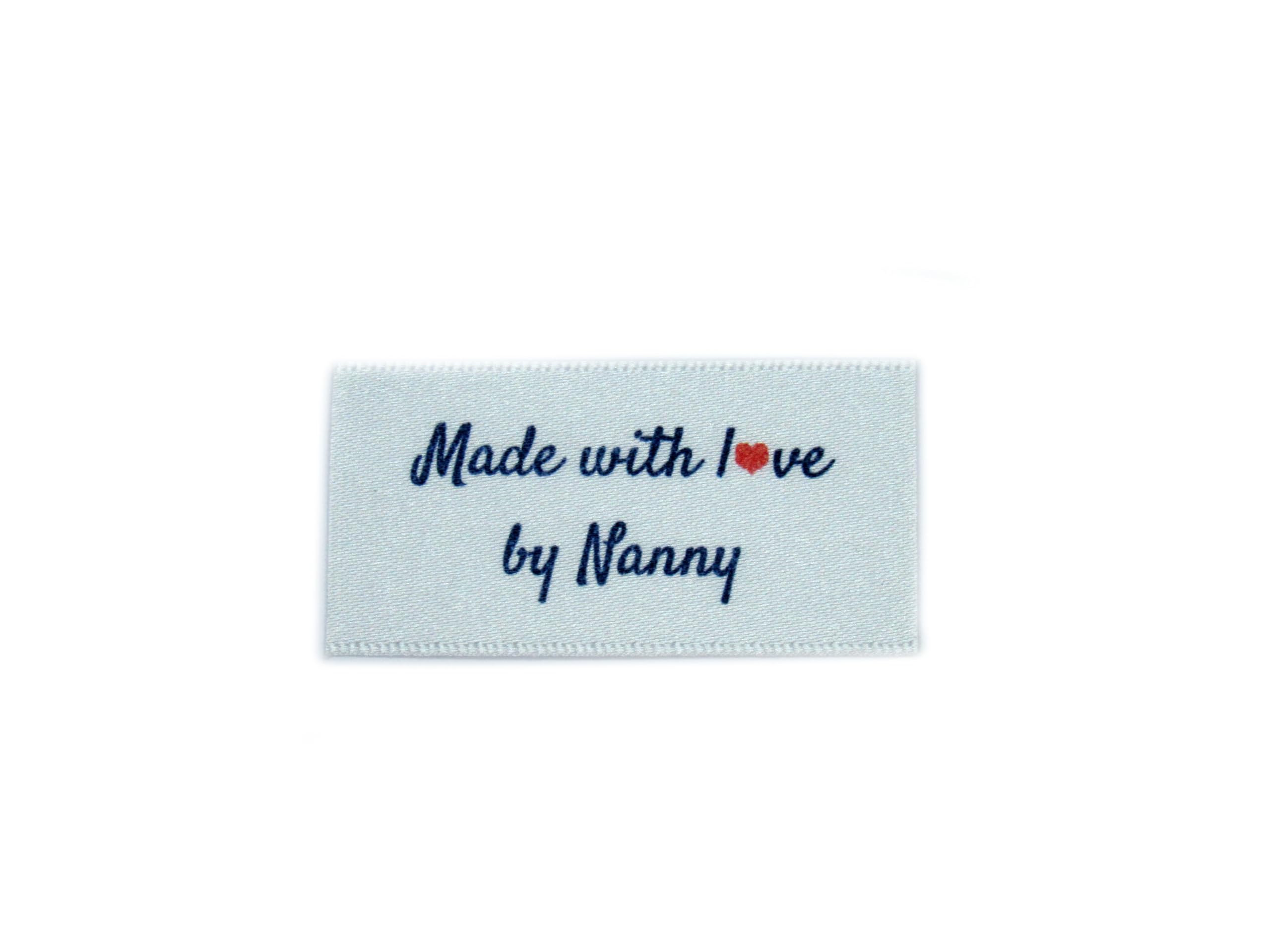 16 Made with Love by Nanny Labels Tags in White for Knitting, Crochet, Handmade, and Craft Items (25x40 Flat Large Size)