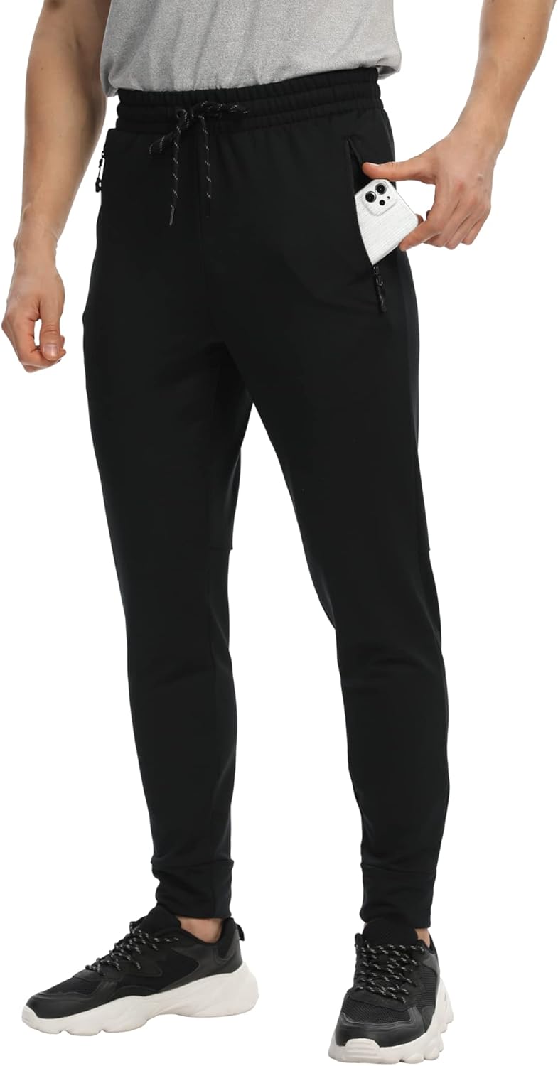 Men's Jogger Sweatpants with Zipper Pockets Track Joggers Workout Gym Sweat Pants for Men(2 /3Pack) - Image 3