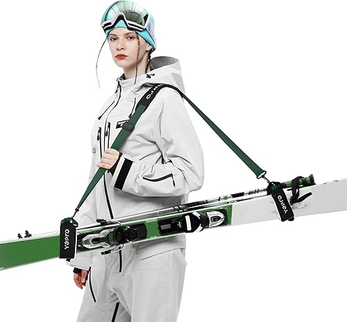 Yepro Correa de transporte de esquí y poste de esquí, correa compacta acolchada impermeable, accesorios de esquí para un fácil transporte, equipo de