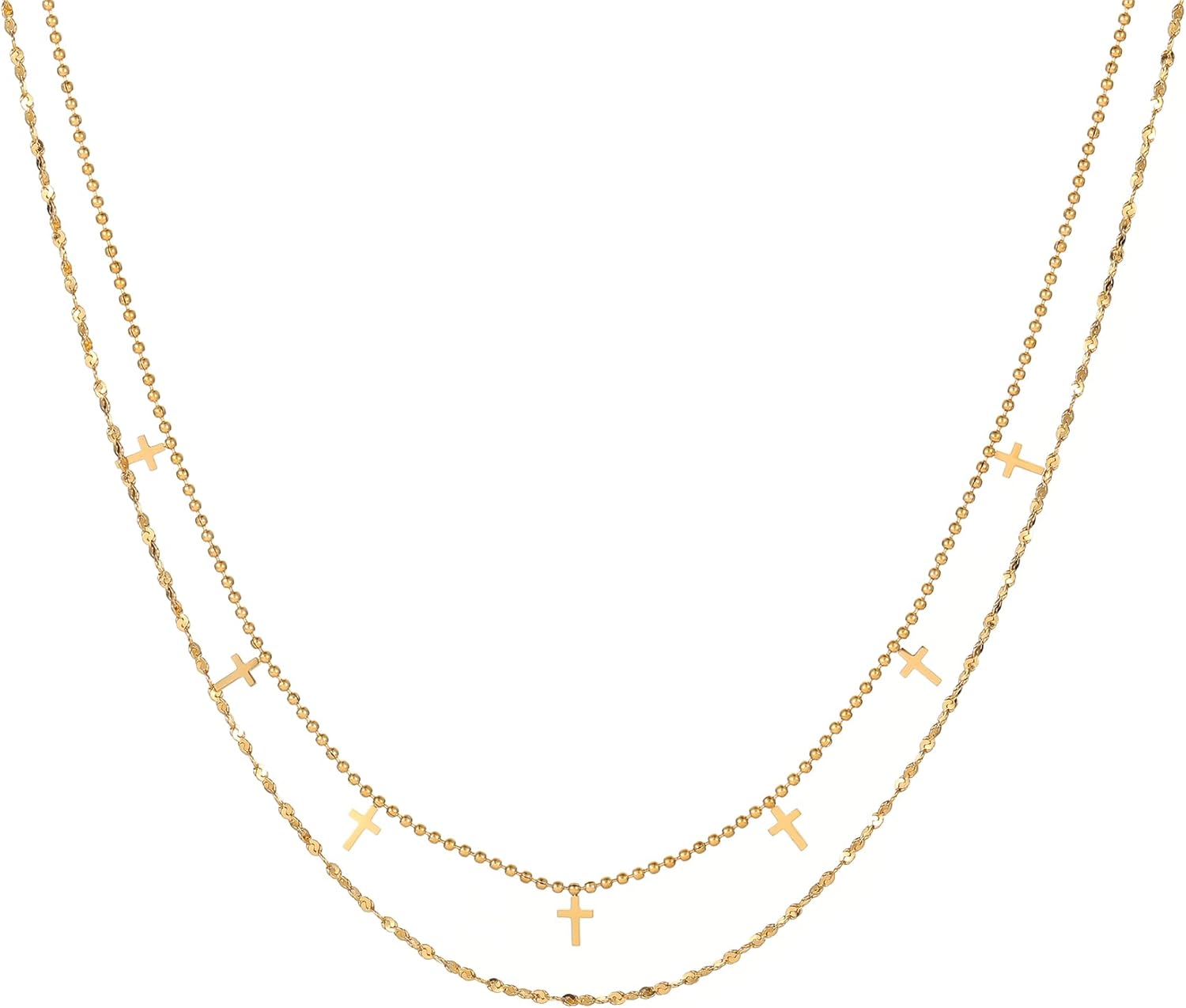 18K Gold Plated Star Cross Heart Charm Choker Necklace for Women Dainty Layered Lip Chain Necklace Stainless Steel Trendy Jewelry Christmas Gifts