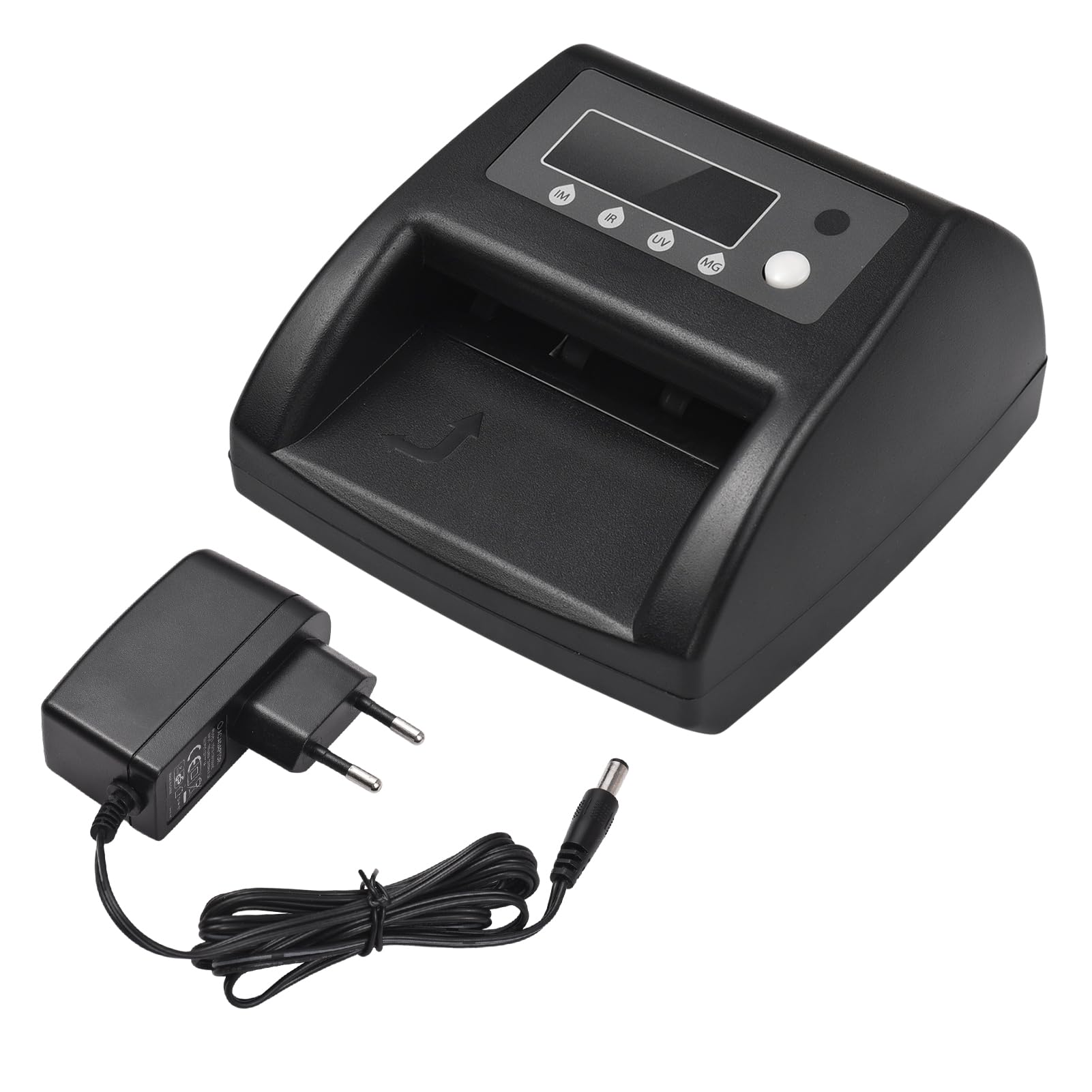 Fafeicy Mini Rilevatore UV di Banconote Contraffatte con Rilevamento di Immagini UV MG IR di Livello Bancario per Negozi Alimentari Ristoranti Hotel Piccole Imprese (Spina europea)