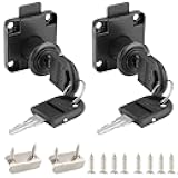 Waziaqoc 2 Pack Drawer Lock with Keys, Black Cylinder Office Cam Mailbox Lock for 17mm-22mm Fixing Important Documents, Cabinet, Wardrobe, Desk Letter Box