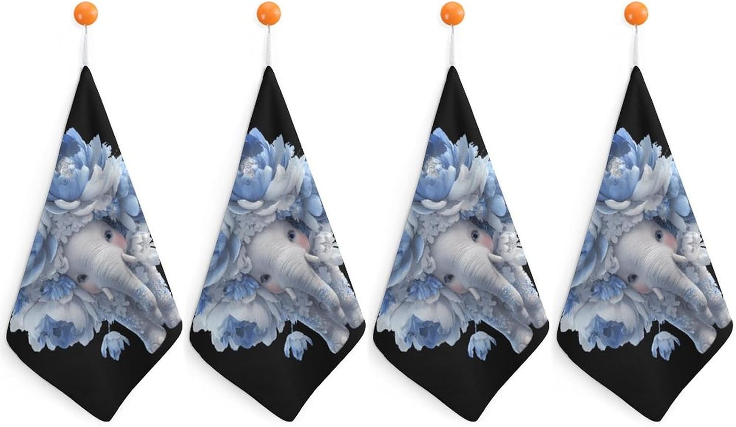 Flower Elephant Hand Towels for Bathroom Handkerchief | Absorbent,with Hanging Loop,Kitchen Towels,for Home Hotel,Soft