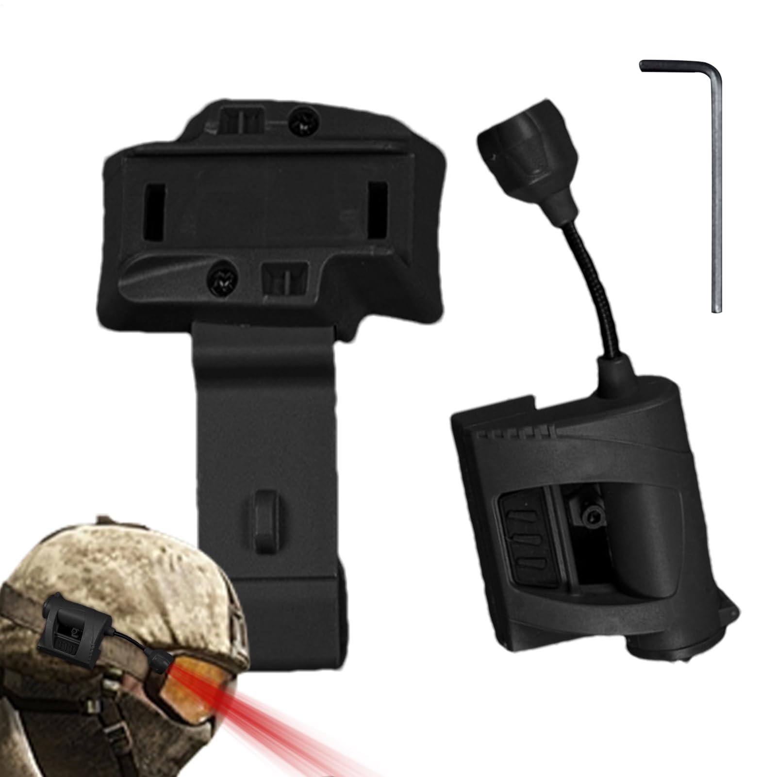 Luz de riel ARC LED con soporte flexible y accesorios para cascos militares 8
