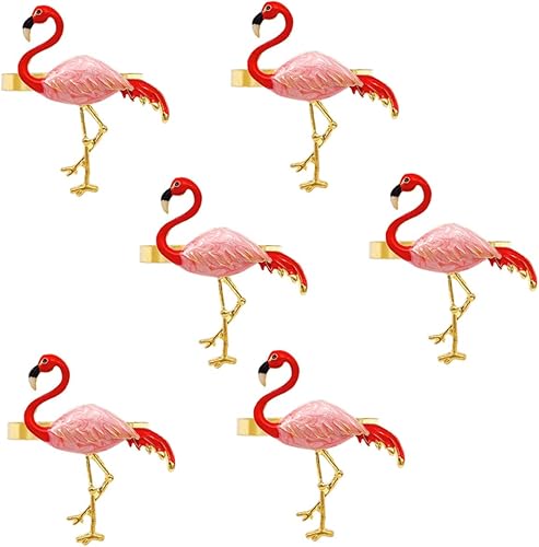 SEWACC Anillos negros 6 piezas de servilletas de flamenco con hebilla, decoraciones de mesa de Halloween, decoración de mesa de flamenco, decoración