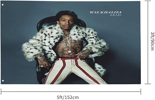 Miniatura 3 de Wiz Rapper Khalifa Singer O.N.I.F.C. Bandera de jardín banderas para decoración de otoño interior al aire libre 3 x 5 pies