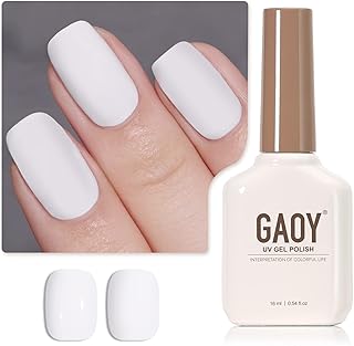 GAOY White Gel Nail Polish, 16ml Color 1002 Soak Off UV Light Cure Gel Polish for French Tips Nail Art DIY Manicure at Home