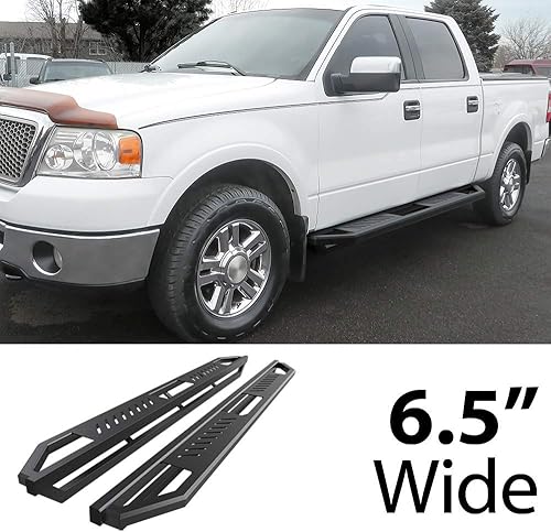 Vista 2 de HD Ridez Armadura híbrida de peldaños basculantes compatible con Ford F150 2004-2008 SuperCrew Cab (barras laterales de barra nerf)