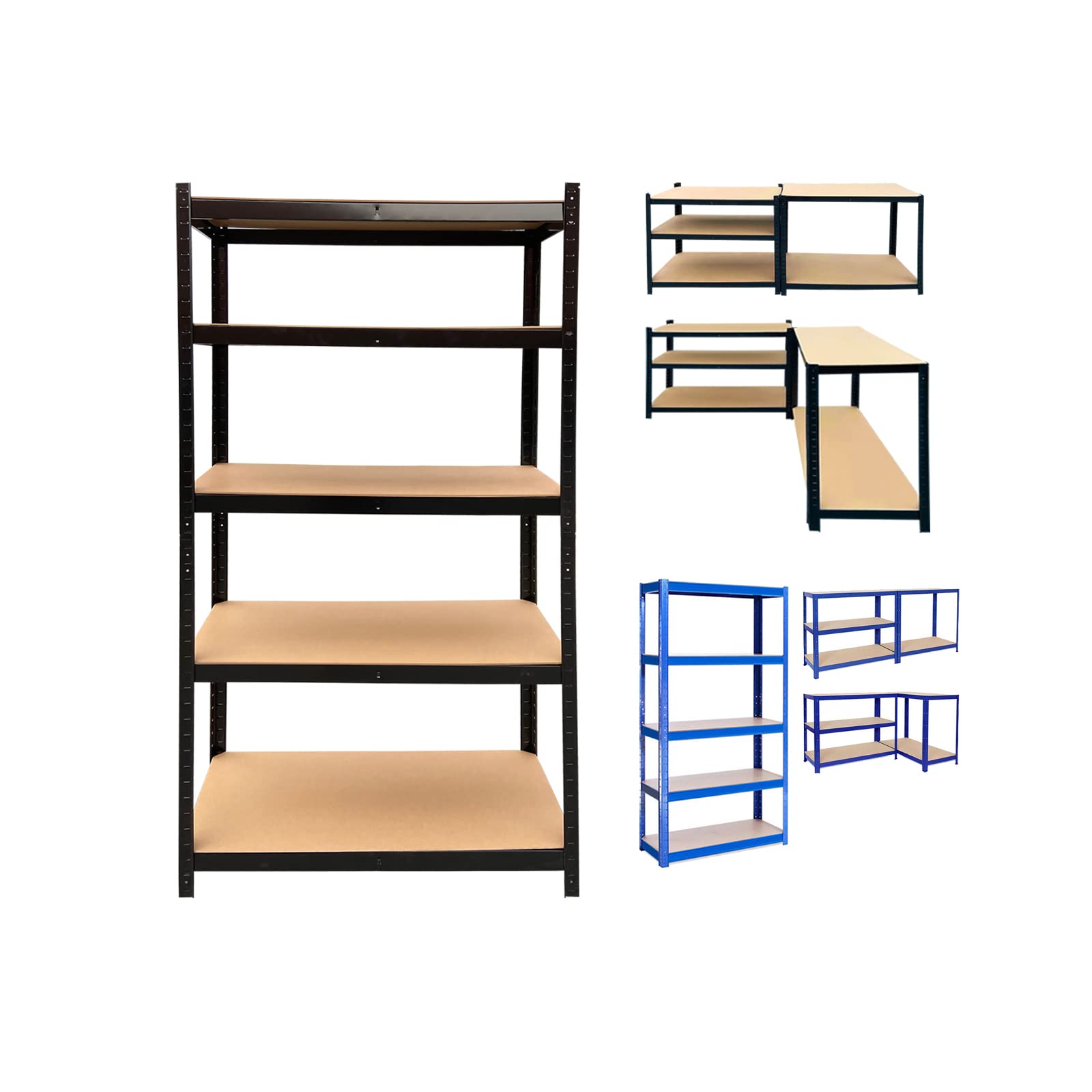 Heavy Duty Garage Shelving 67" H x 30" W x 12" D 386LB Per Shelf | Black, Rust Resistant Racking, 5 Tier Garage Storage | Adjustable Shelves, Boltless Assembly | for Shed, Home & Office