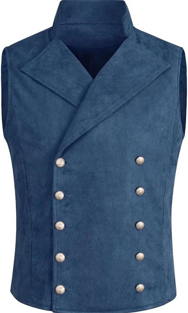 Men's Stand-Up Collar Double Breasted Vest Wedding & Dark Party Steampunk Suit Vest