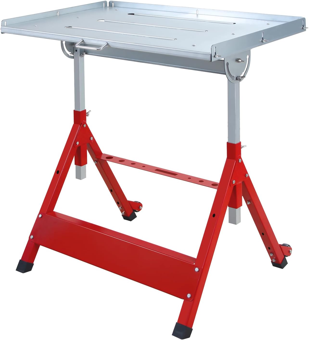 Welding Table 30" x 20", Steel Welding Workbench Table with Adjustable Angle and Height, Retractable Guide Rails, 400lbs Load Capacity Portable Welding Table for Shop Home and Garage