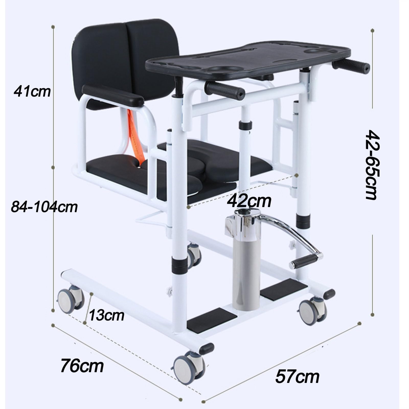 Silla de Traslado de Pacientes, Silla de Ruedas for Ancianos con Asiento Dividido en 180 °, Silla de Ruedas Elevadora de Enfermería, Carga Máxima: 220 Kg/440 Libras (Color : Black)