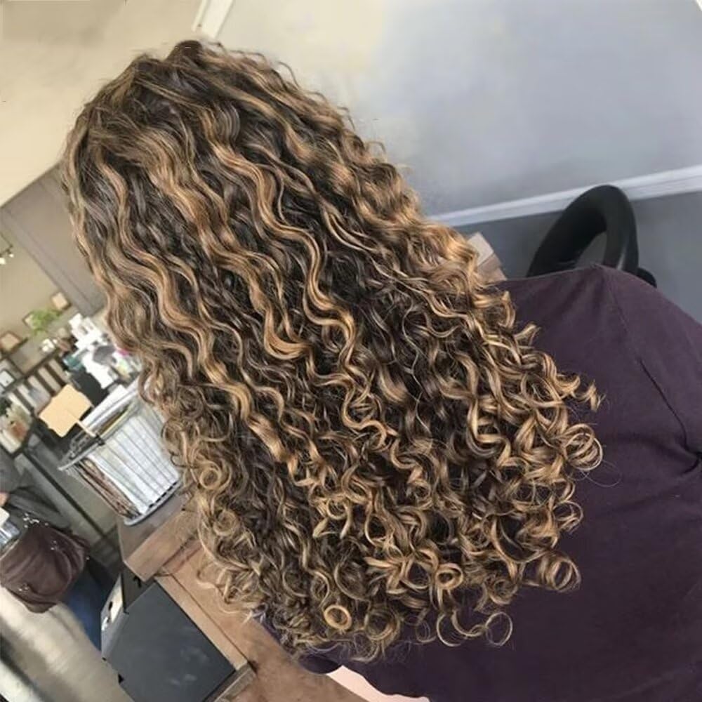 180 Density Colored Afro Mongolian Kinky Curly Wig 13X4 Highlighted Hd Transparent Lace Front Honey Blonde Human Hair Wig Pre plucked with Bleached