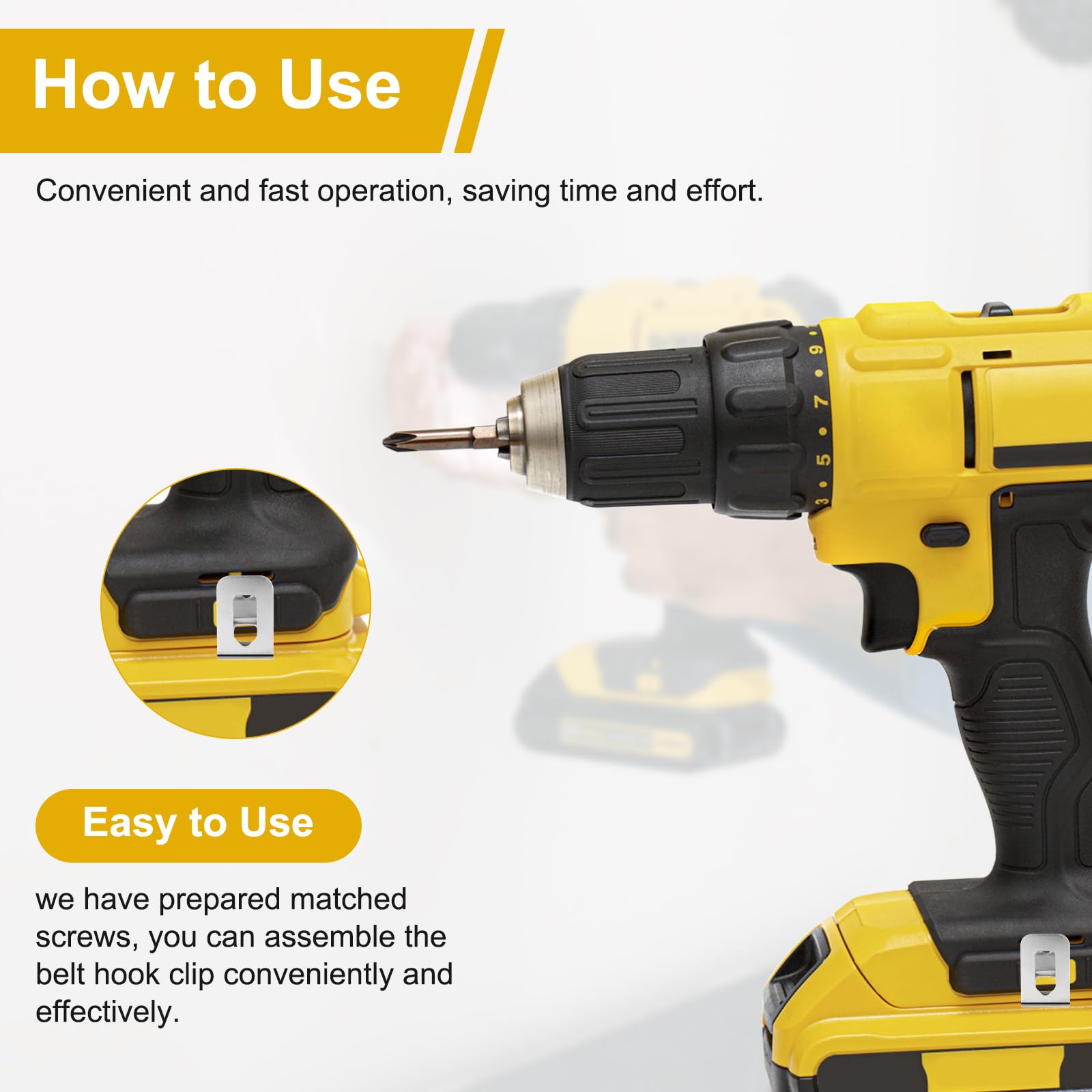 10 Clip Da Cintura Per Dewalt - Ganci In Acciaio Inossidabile Con Viti Per Trapani 20V Modelli DCD985 DCD980 - Foto 5