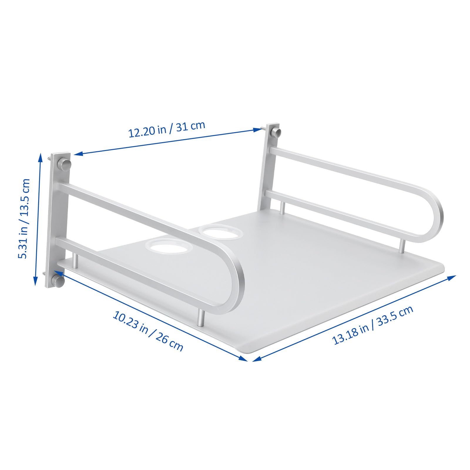 Mensola da Muro in Alluminio Argento per Router e Set-top-box, Soluzione di Stoccaggio Compatta per Ufficio e Dormitorio