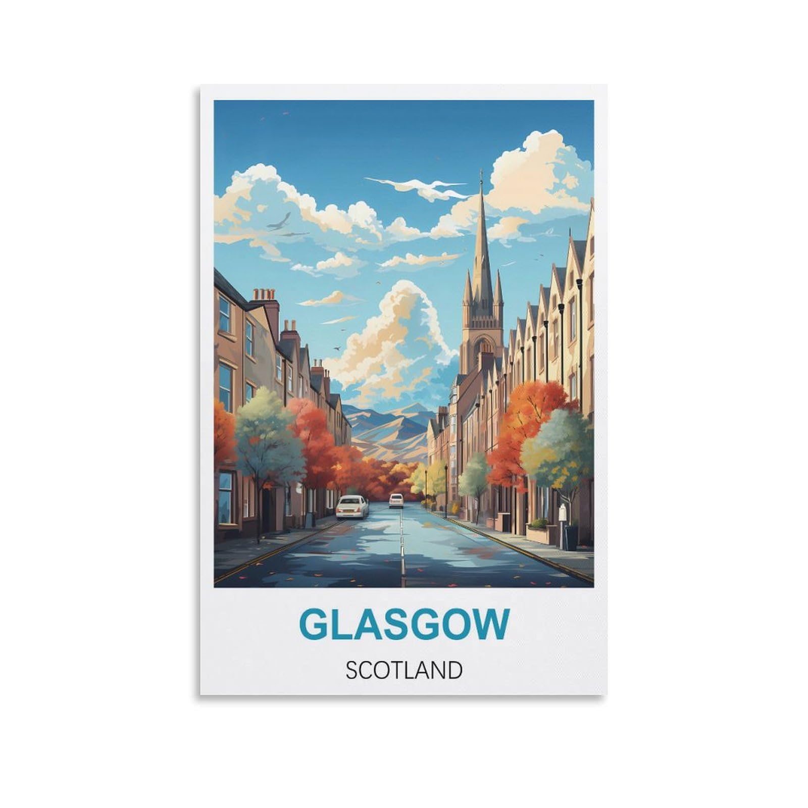 Metal Tin Sign,Glasgow Scotland,Ideal for Pub Shed Bar Office Man Cave Home Bedroom Dining Room Kitchen 30x40cm