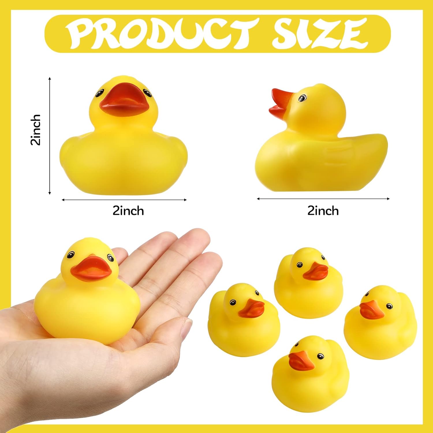 Vinsot 48 Pcs Mini Rubber Ducks Bulk, 2 Inch Yellow Rubber Ducks Bath Toys, Squeaky Duck Party Favors for Baby Shower, Birthday Party, Duck Race Game, Carnival Prizes