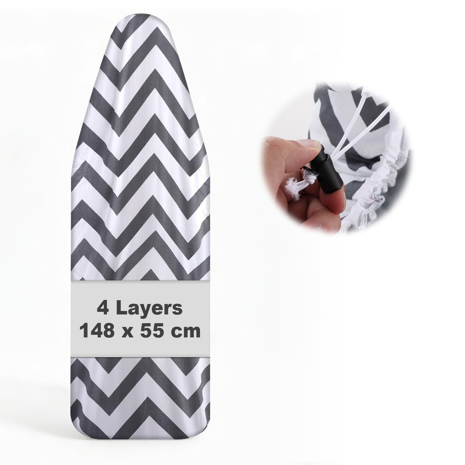 ZOFUN Black & White Ironing Board Cover Only 148x55 Cm