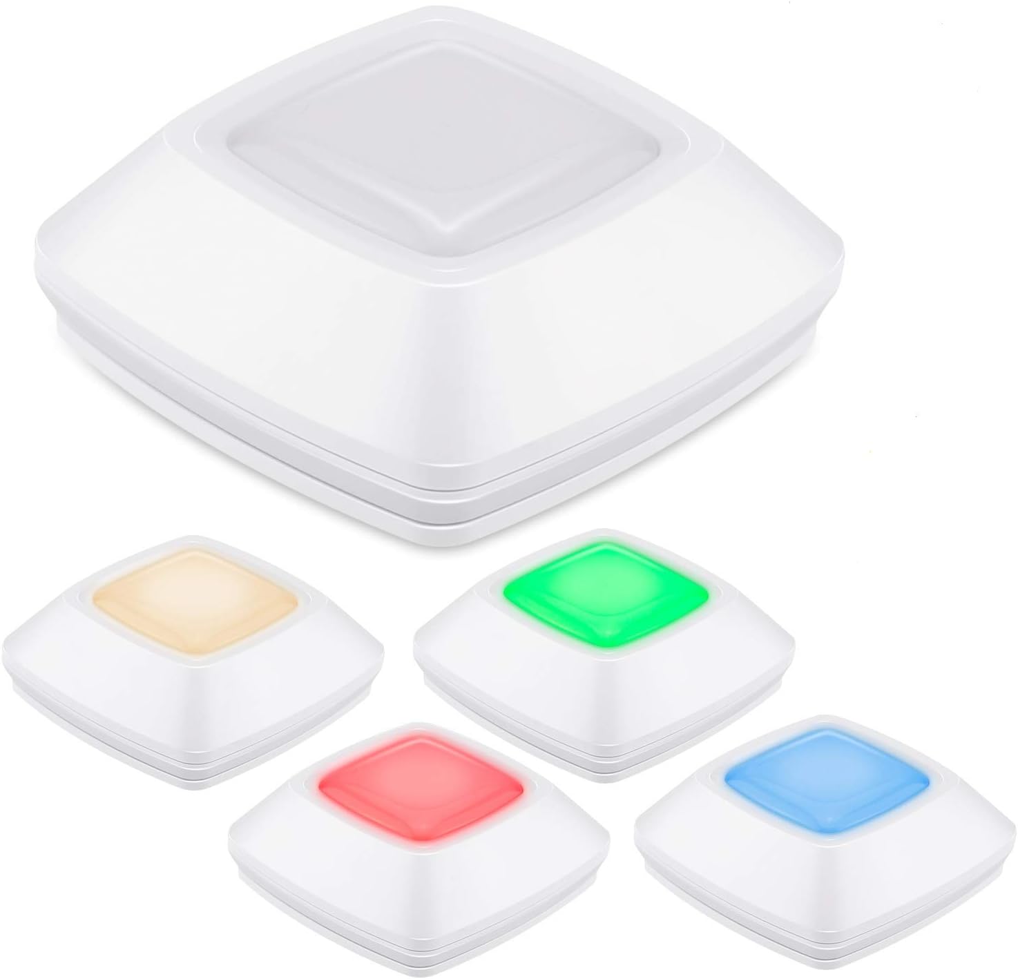 HONWELL Puck Lights, Wireless LED Battery Powered Push Lights, Under Counter Cabinet Lights, Tap Lights, Touch Closet Lights, Voice Level Lights Classroom, Colored Lights for Shelf Stair