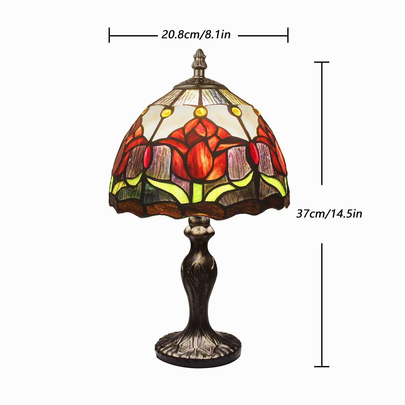 Stained Glass Lamp Vintage, Art Déco Convient(Tulipes Rouges)